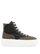 Matchesfashion.com Mm6 Maison Margiela - Flatform High-top Canvas Trainers - Womens - Black