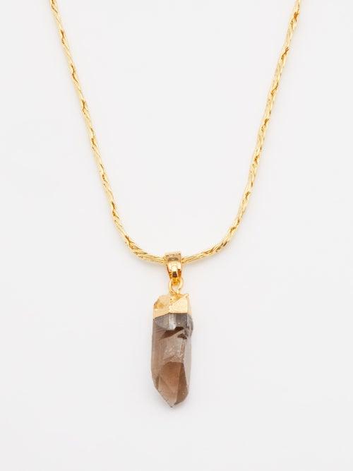 Crystal Haze - Smokey Quartz & 18kt Gold-plated Necklace - Womens - Brown Multi