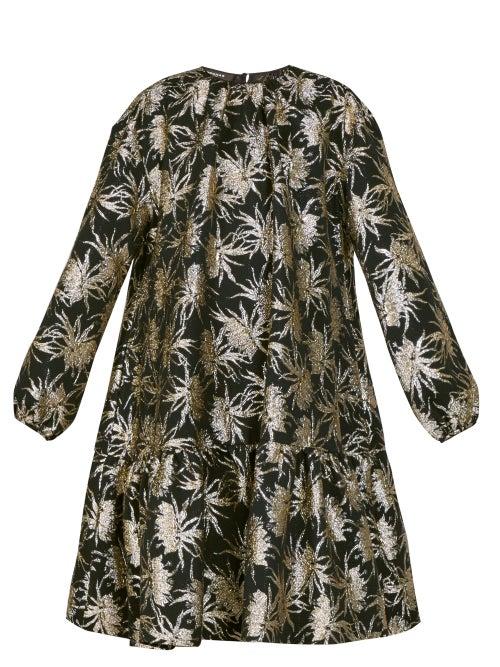 Matchesfashion.com Rochas - Pace Vanilla Flower Metallic Jacquard Dress - Womens - Black Gold