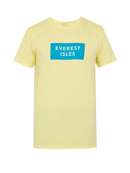Matchesfashion.com Everest Isles - Logo Print Cotton T Shirt - Mens - Yellow