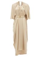 Matchesfashion.com Dodo Bar Or - Jullie Belted Crepe Dress - Womens - Beige