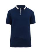 Matchesfashion.com King & Tuckfield - Chevron Knitted Wool Polo Shirt - Mens - Navy