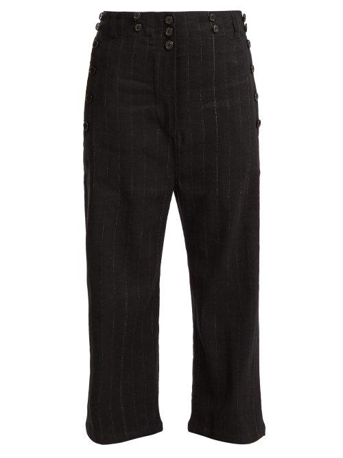 Matchesfashion.com Ann Demeulemeester - Algernon Buttoned Wool Blend Trousers - Womens - Black
