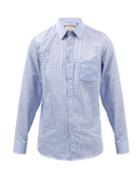 Gucci - Logo-embroidered Check Cotton-poplin Shirt - Mens - Blue