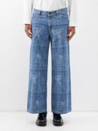 Ahluwalia - Kampala Laser-etched Wide-leg Jeans - Mens - Light Indigo