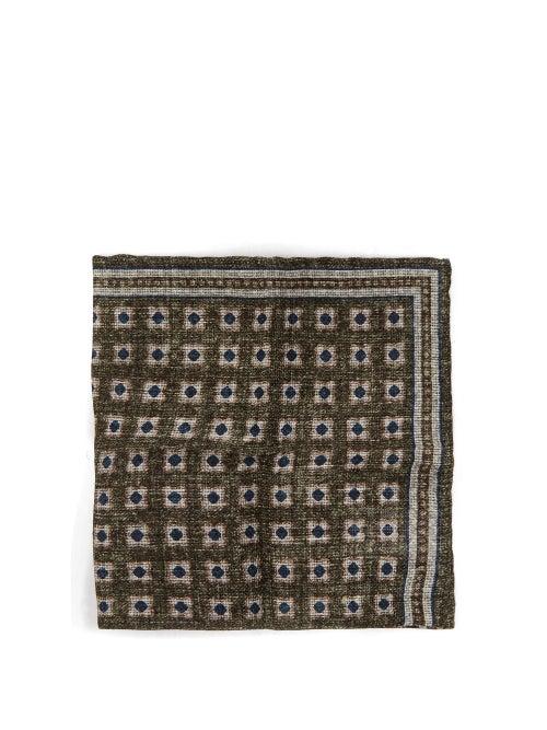 Matchesfashion.com Brunello Cucinelli - Tile-print Linen-blend Pocket Square - Mens - Green Multi