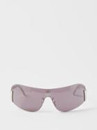 Givenchy Eyewear - 4g Shield Metal Sunglasses - Womens - Silver Grey