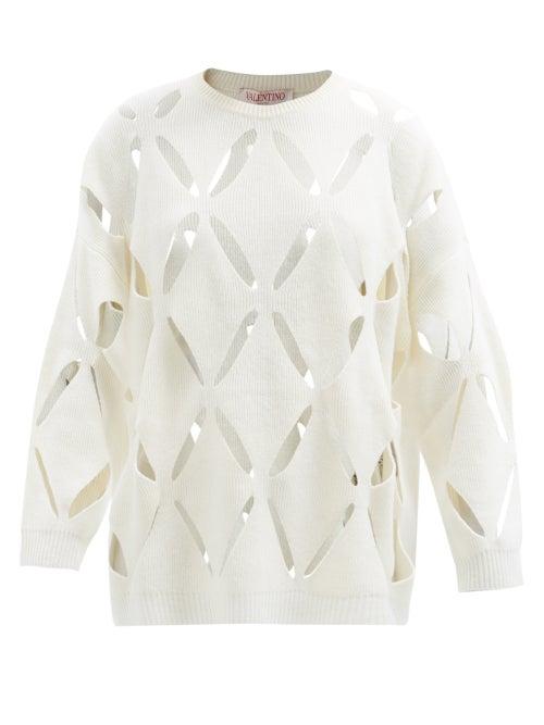Valentino - Cutout Virgin-wool Sweater - Womens - White