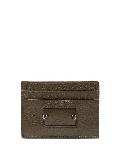 Matchesfashion.com Christian Louboutin - Kios Spike Leather Cardholder - Mens - Green Multi