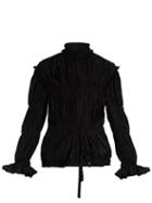 Matchesfashion.com Jw Anderson - High Neck Pleated Crepe De Chine Jacket - Womens - Black