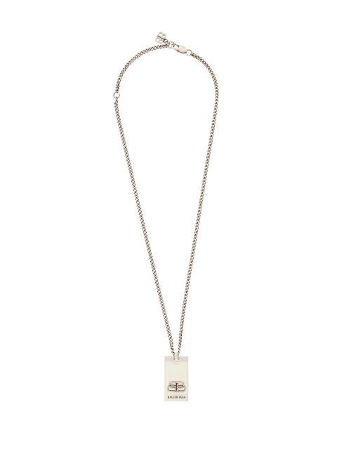 Matchesfashion.com Balenciaga - Bb Logo Pendant Necklace - Mens - Silver