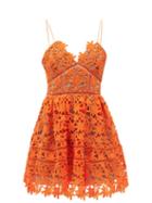 Matchesfashion.com Self-portrait - Flared Macram And Ladder-lace Mini Dress - Womens - Orange