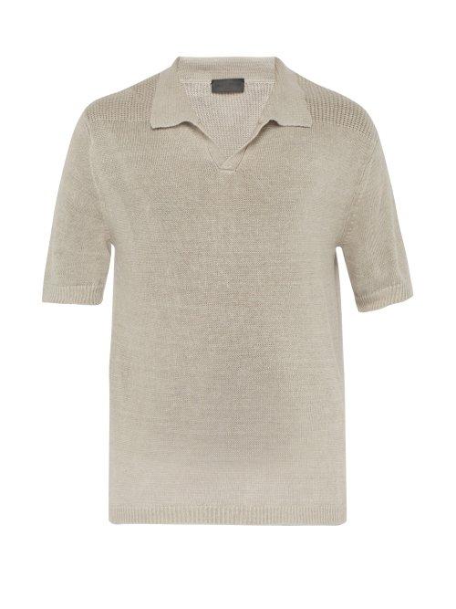 Matchesfashion.com Iris Von Arnim - Filip Linen Knit Polo Shirt - Mens - Beige