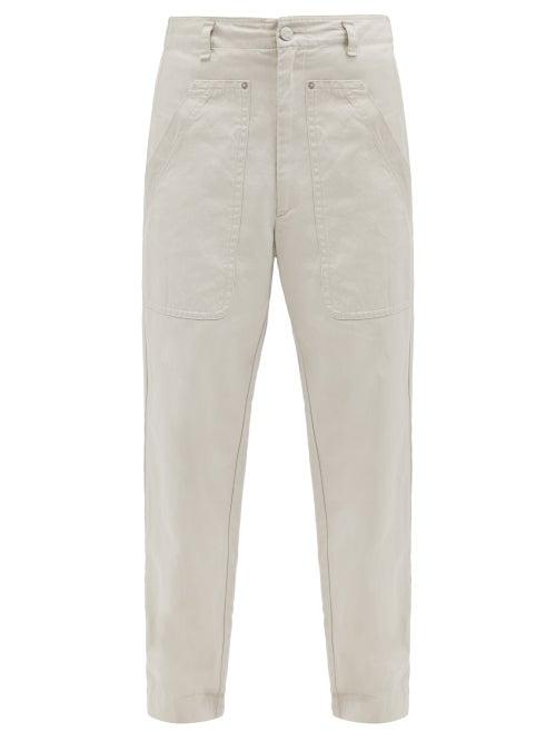 Isabel Marant - Kharel Patch-pocket Slubbed-canvas Trousers - Mens - Light Grey