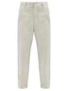 Isabel Marant - Kharel Patch-pocket Slubbed-canvas Trousers - Mens - Light Grey