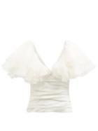 Khaite - Marca Ruffled Crepe Blouse - Womens - Ivory