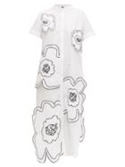 Matchesfashion.com Romance Was Born - When Doves Cry Floral Appliqu Cotton Shirtdress - Womens - White Multi