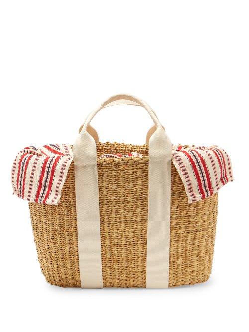 Matchesfashion.com Muu - Caba Striped Canvas And Straw Bag - Womens - Red Multi
