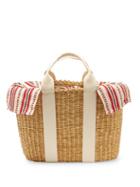 Matchesfashion.com Muu - Caba Striped Canvas And Straw Bag - Womens - Red Multi