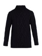 Matchesfashion.com Connolly - Chunky High Neck Wool Blend Sweater - Mens - Navy