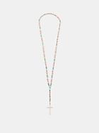 Diane Kordas - Cross Diamond & 18kt Rose-gold Beaded Necklace - Womens - Gold Multi