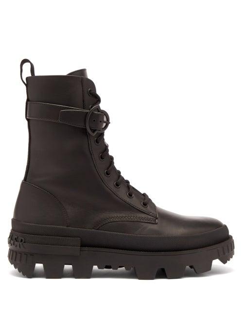 Moncler - Carinne Lace-up Leather Boots - Womens - Black