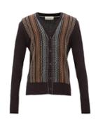 Matchesfashion.com Wales Bonner - Oraa Rib-knit Cotton-blend Cardigan - Mens - Black Multi