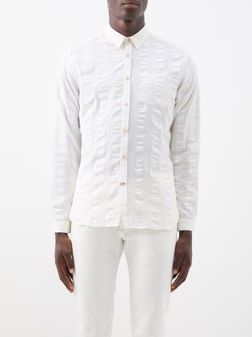 Oliver Spencer - New York Organic Cotton-seersucker Shirt - Mens - Cream