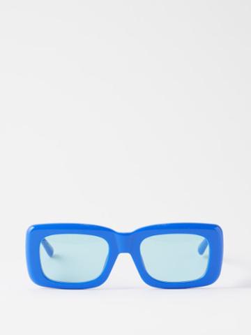 The Attico Eyewear - X Linda Farrow Marfa Rectangular Sunglasses - Womens - Bright Blue