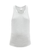 Matchesfashion.com The Upside - Arrow Embroidered Ribbed Cotton Tank Top - Womens - Light Grey