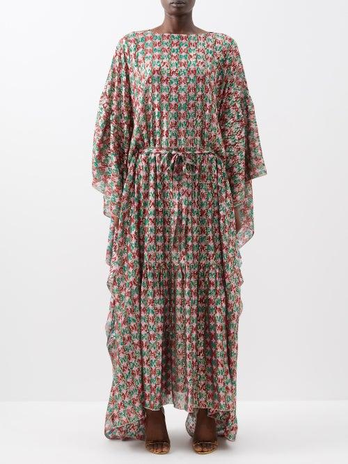 La Doublej - Cascata Silk-blend Fil-coup Kaftan Dress - Womens - Multi