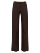 Matchesfashion.com The Row - Terrance Straight Leg Crepe Tailored Trousers - Womens - Dark Brown