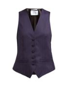 Matchesfashion.com Pallas X Claire Thomson-jonville - Elliot Pinstripe Wool Waistcoat - Womens - Navy