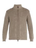 Matchesfashion.com Iris Von Arnim - Lucas High Neck Zip Through Cashmere Cardigan - Mens - Light Brown