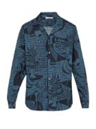 Matchesfashion.com Desmond & Dempsey - Cubist Print Cotton Poplin Pyjama Shirt - Mens - Blue