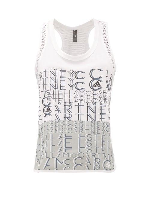 Matchesfashion.com Adidas By Stella Mccartney - Logo Print Mesh Back Tank Top - Womens - White