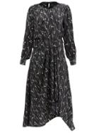 Matchesfashion.com Isabel Marant - Romina Abstract-print Silk Midi Dress - Womens - Black Print