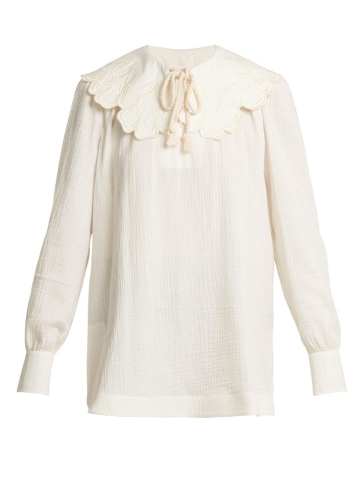 See By Chloé Ruffle-trimmed Cotton Blouse