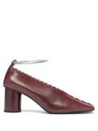 Matchesfashion.com Jil Sander - Whipstitched Square-toe Leather Pumps - Womens - Burgundy