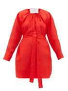Matchesfashion.com Asceno - Santorini Belted Linen Shirt Dress - Womens - Red