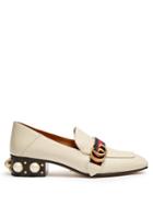 Gucci Faux-pearl Embellished Leather Loafers