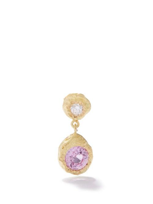 Elhanati - Azzura Diamond & 18kt Gold Single Earring - Womens - Yellow Gold