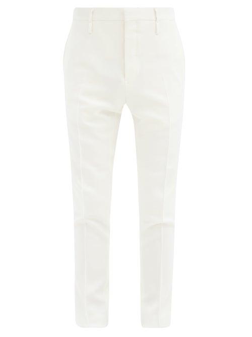 Matchesfashion.com Aldo Maria Camillo - Front-pleated Slim-leg Wool Trousers - Mens - Cream