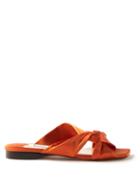 Jimmy Choo - Narisa Knotted Satin Slides - Womens - Orange
