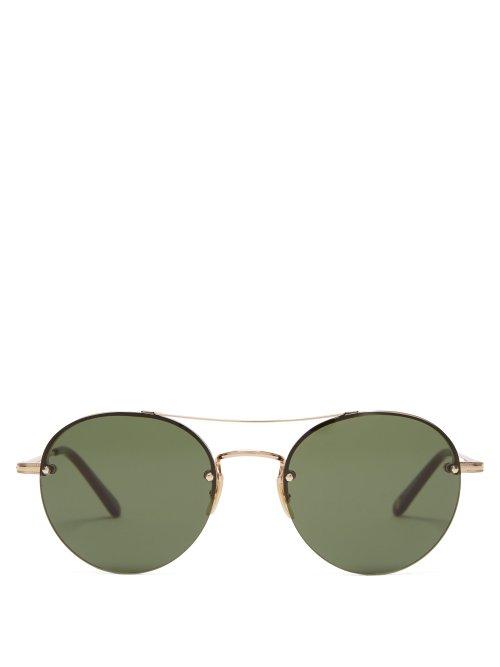 Matchesfashion.com Garrett Leight - Beaumont 53 Round Frame Sunglasses - Mens - Gold