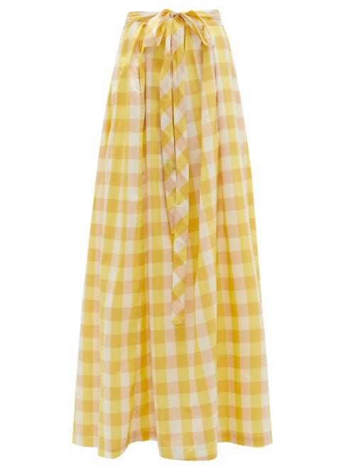 Matchesfashion.com Thierry Colson - Java Pleated Gingham Cotton-blend Skirt - Womens - Yellow Multi