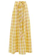 Matchesfashion.com Thierry Colson - Java Pleated Gingham Cotton-blend Skirt - Womens - Yellow Multi