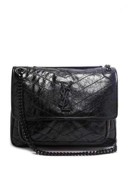 Matchesfashion.com Saint Laurent - Niki Medium Creased-leather Shoulder Bag - Womens - Black