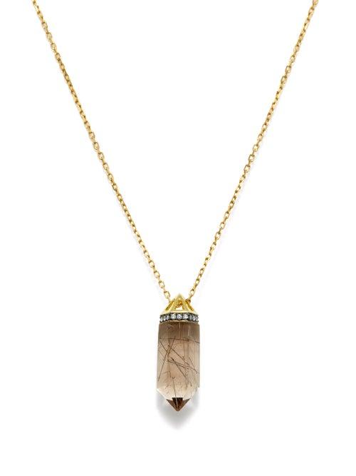 Noor Fares - Vara Diamond, Quartz & 18kt Gold Necklace - Womens - Green Multi