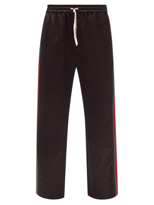 Mens Rtw Gucci - Gg-logo Web-stripe Cotton-blend Trousers - Mens - Black